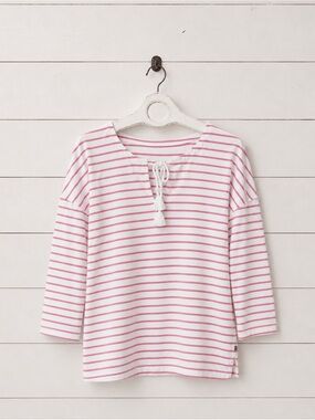 Talbots Pink and White Striped Tie-Front Tunic